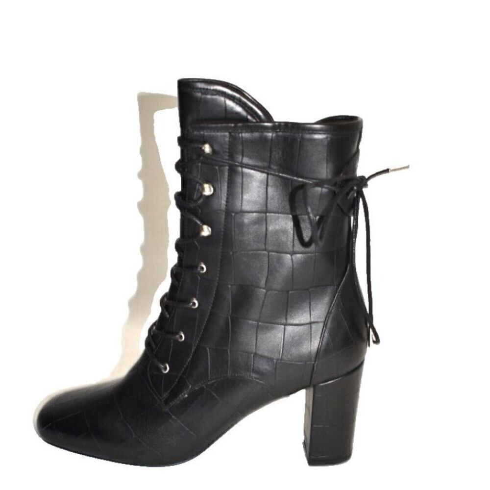 Longchamp Black Croc Print Bootie NWOB Size 38/ US 7 1/2